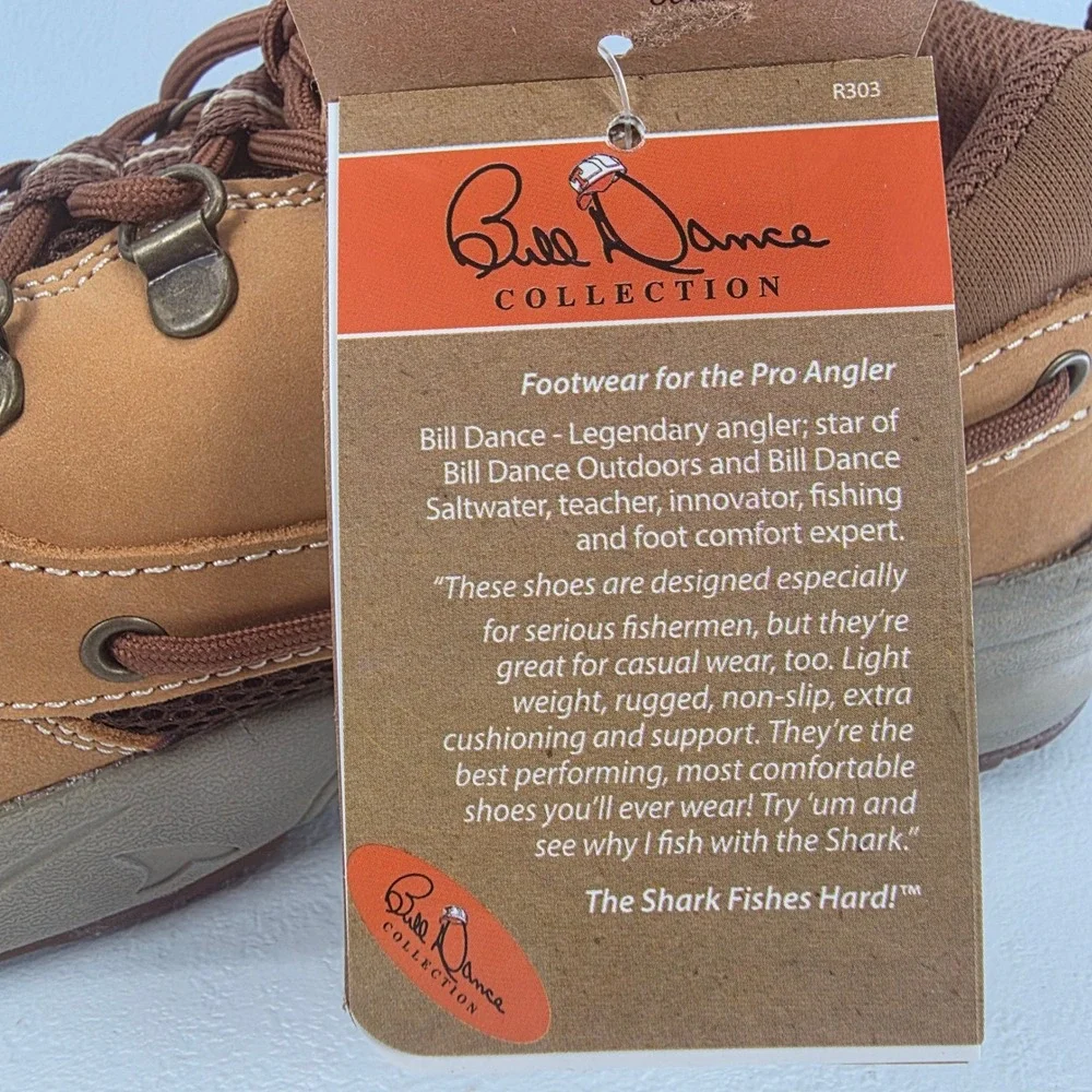 Rugged Shark Bill Dance Mens Tan Leather Mesh Boat Shoes Fishing Angler Sneakers